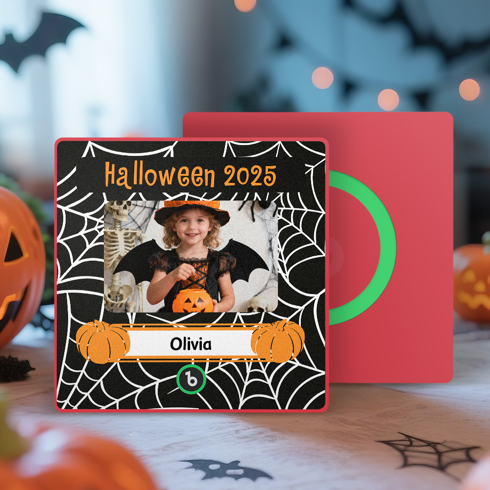 客製化照片和名字萬聖節音樂冰箱貼上個人化相框 - PhotoMoonLampTW