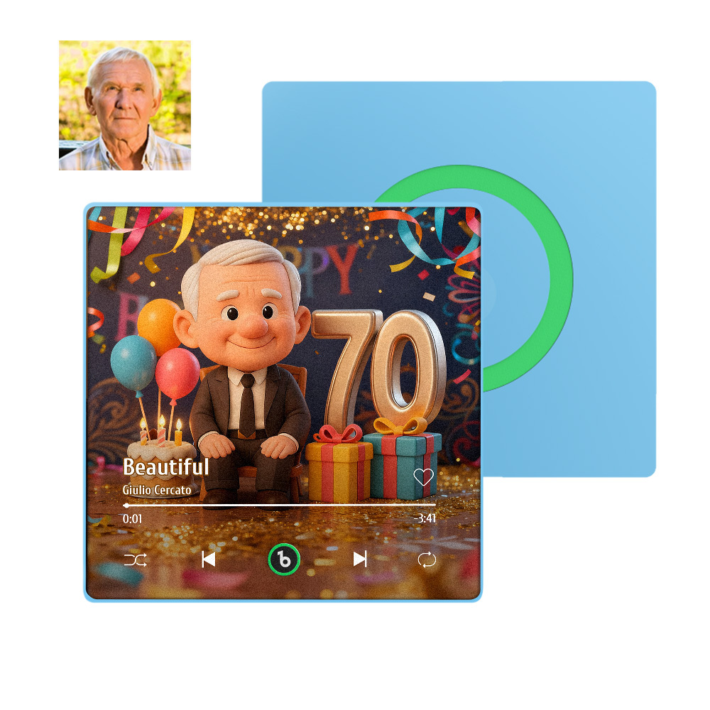 訂製男士生日禮物卡通音樂冰箱貼 - PhotoMoonLampTW