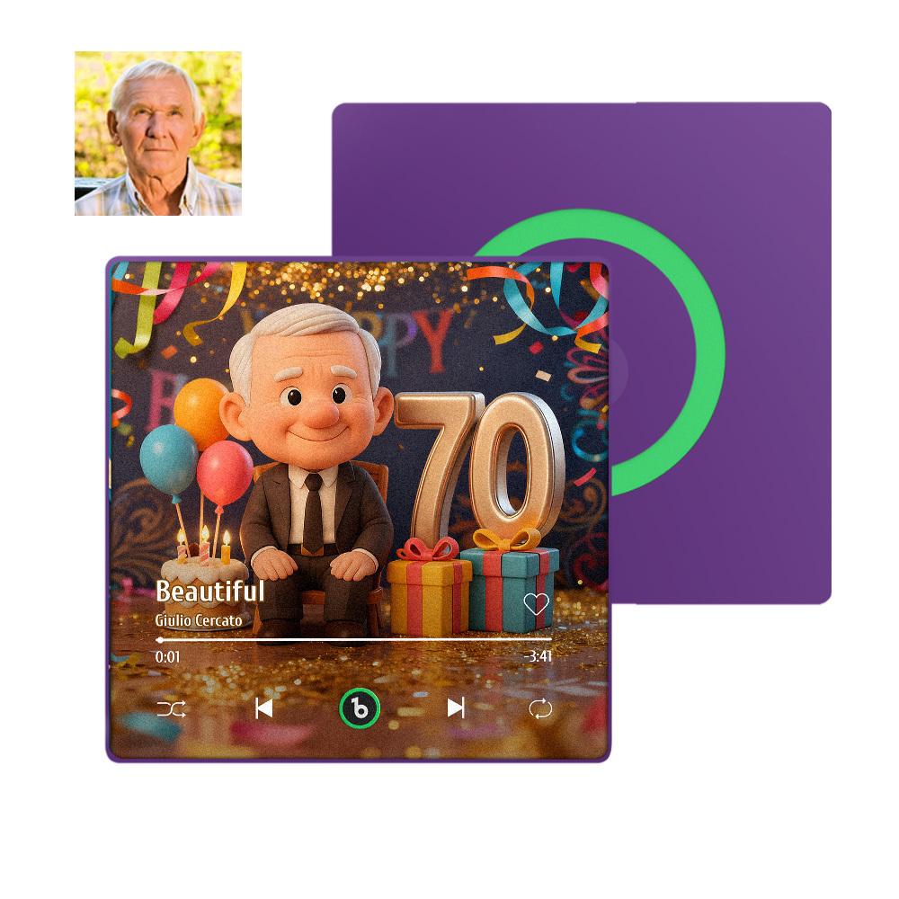 訂製男士生日禮物卡通音樂冰箱貼 - PhotoMoonLampTW