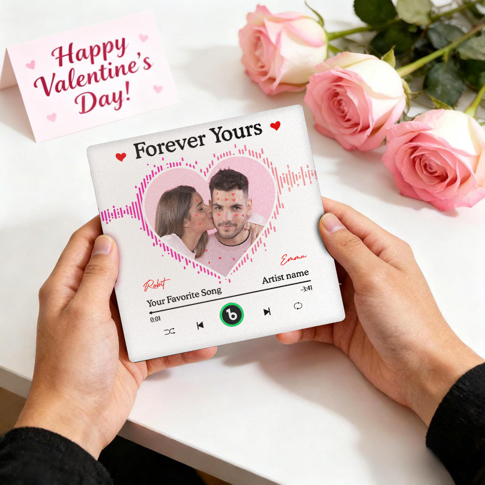 自訂 即使我們分開我們也在一起 冰箱貼 無需手機即可播放音樂 音樂 個人化姓名和照片 藍牙冰箱貼 - PhotoMoonLampTW