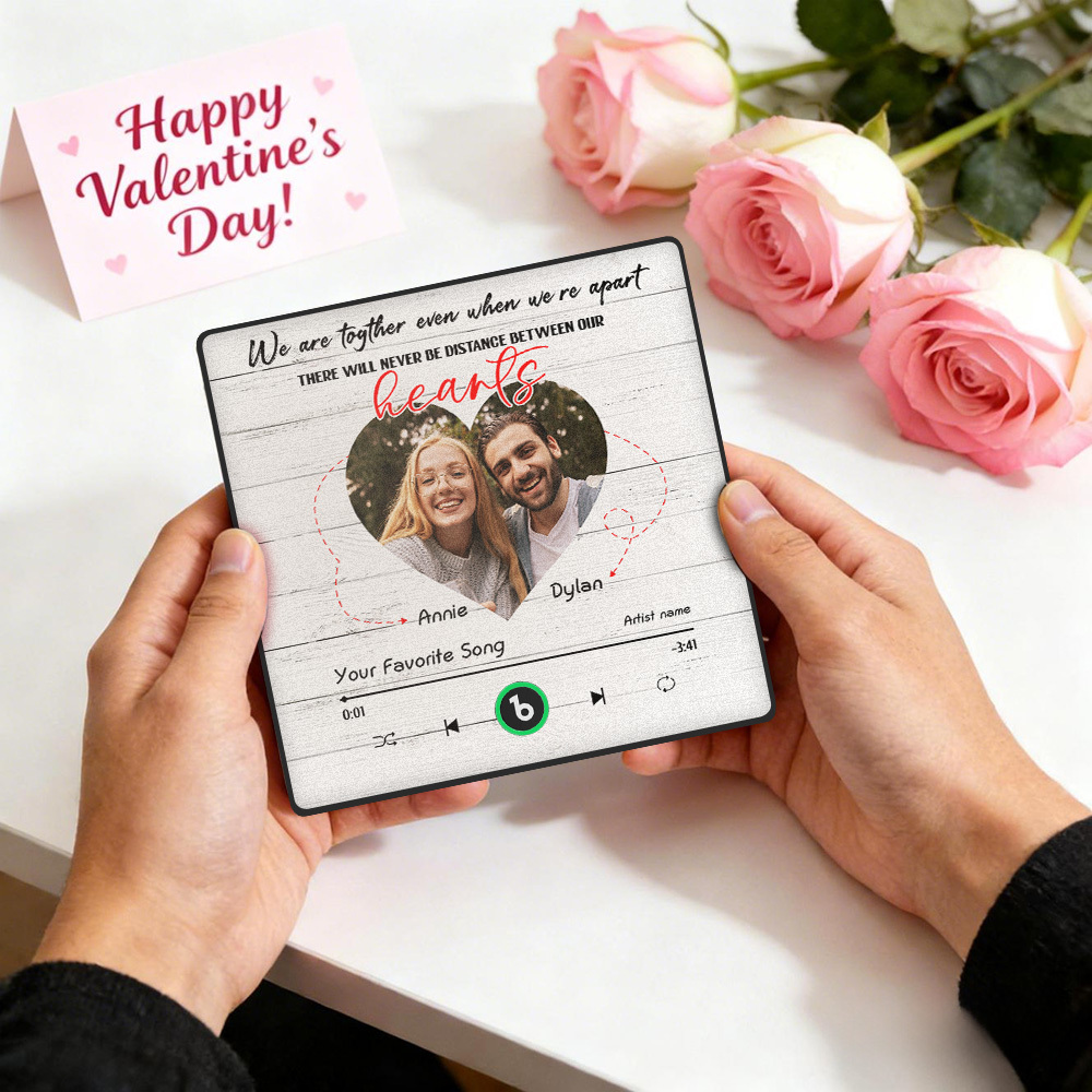 自訂 即使我們分開我們也在一起 冰箱貼 無需手機即可播放音樂 音樂 個人化姓名和照片 藍牙冰箱貼 - PhotoMoonLampTW