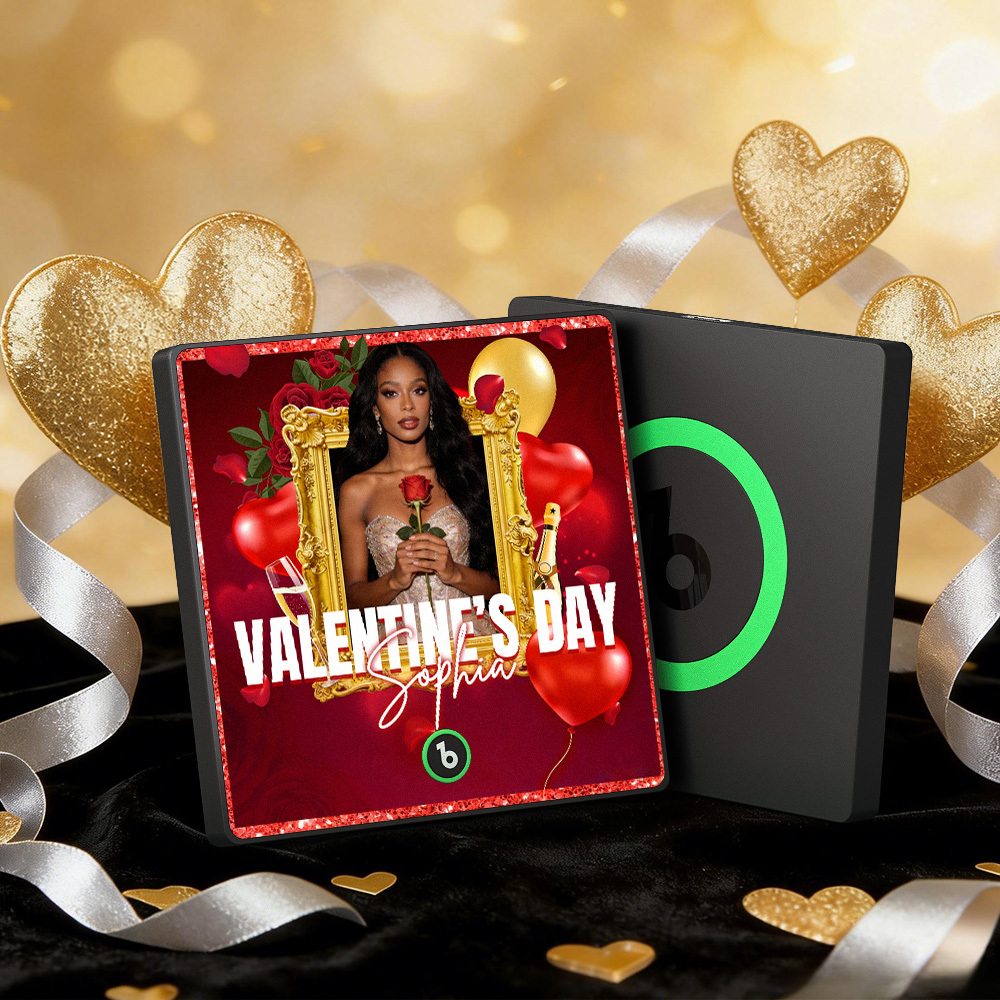 客製化音樂冰箱貼紙 彩色相框專輯冰箱貼紙 可播放歌曲 愛心氣球情人節禮物 - PhotoMoonLampTW