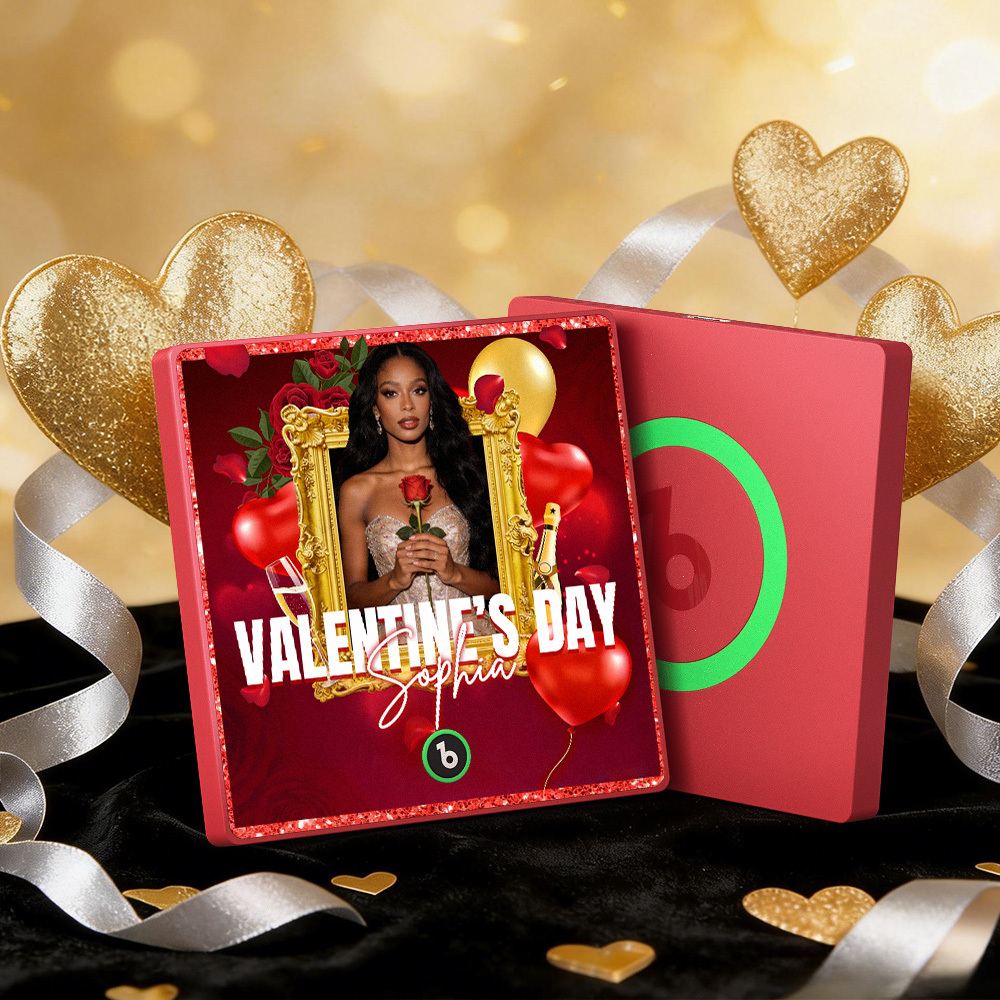 客製化音樂冰箱貼紙 彩色相框專輯冰箱貼紙 可播放歌曲 愛心氣球情人節禮物 - PhotoMoonLampTW