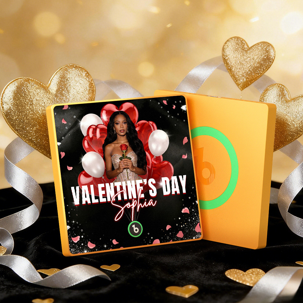 客製化音樂冰箱貼紙 彩色相框專輯冰箱貼紙 可播放歌曲 愛心氣球情人節禮物 - PhotoMoonLampTW