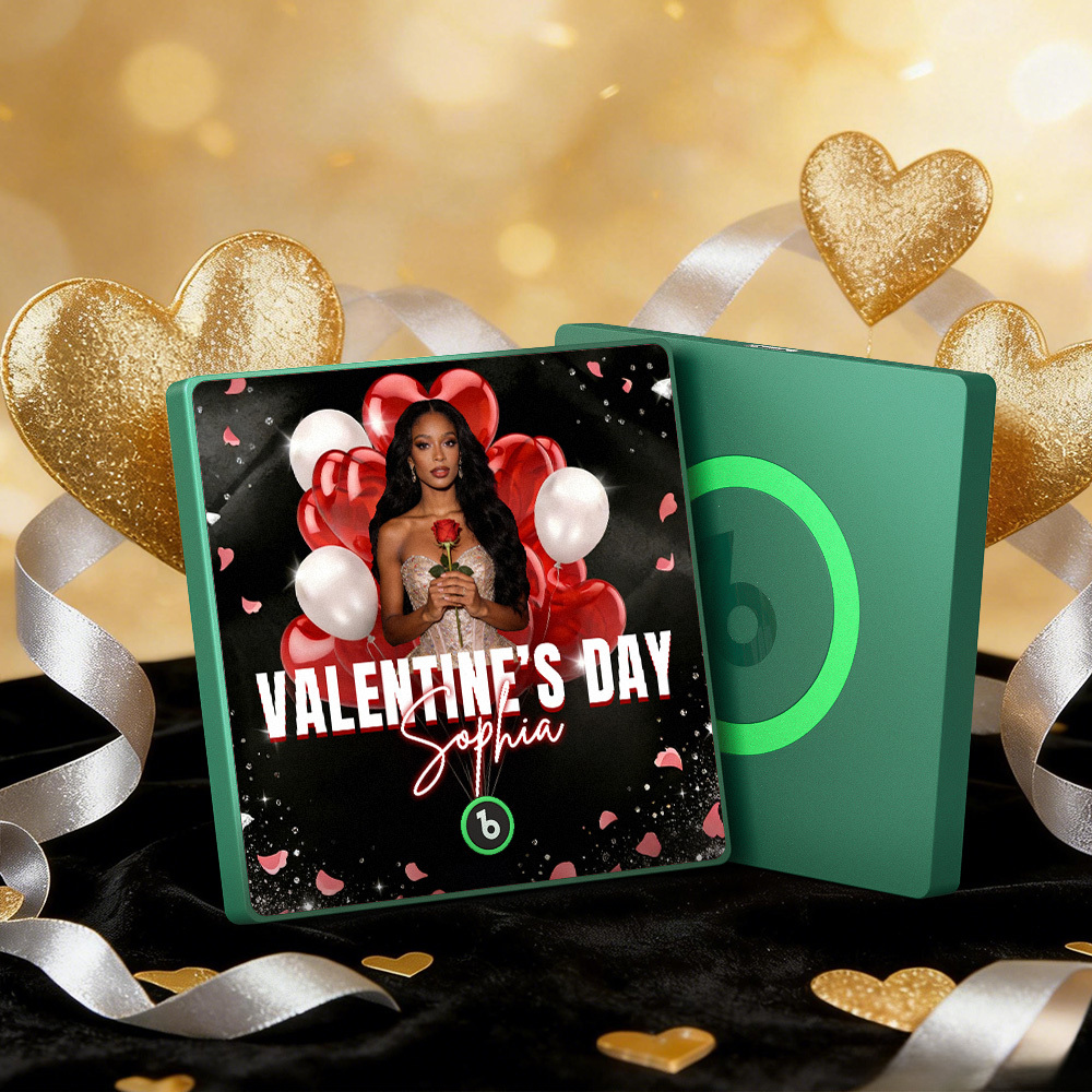 客製化音樂冰箱貼紙 彩色相框專輯冰箱貼紙 可播放歌曲 愛心氣球情人節禮物 - PhotoMoonLampTW