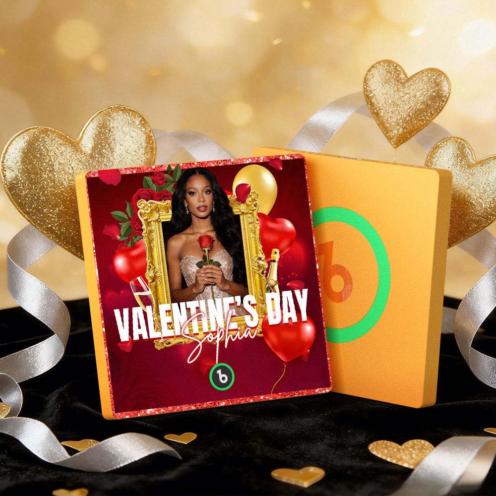 客製化音樂冰箱貼紙 彩色相框專輯冰箱貼紙 可播放歌曲 愛心氣球情人節禮物 - PhotoMoonLampTW