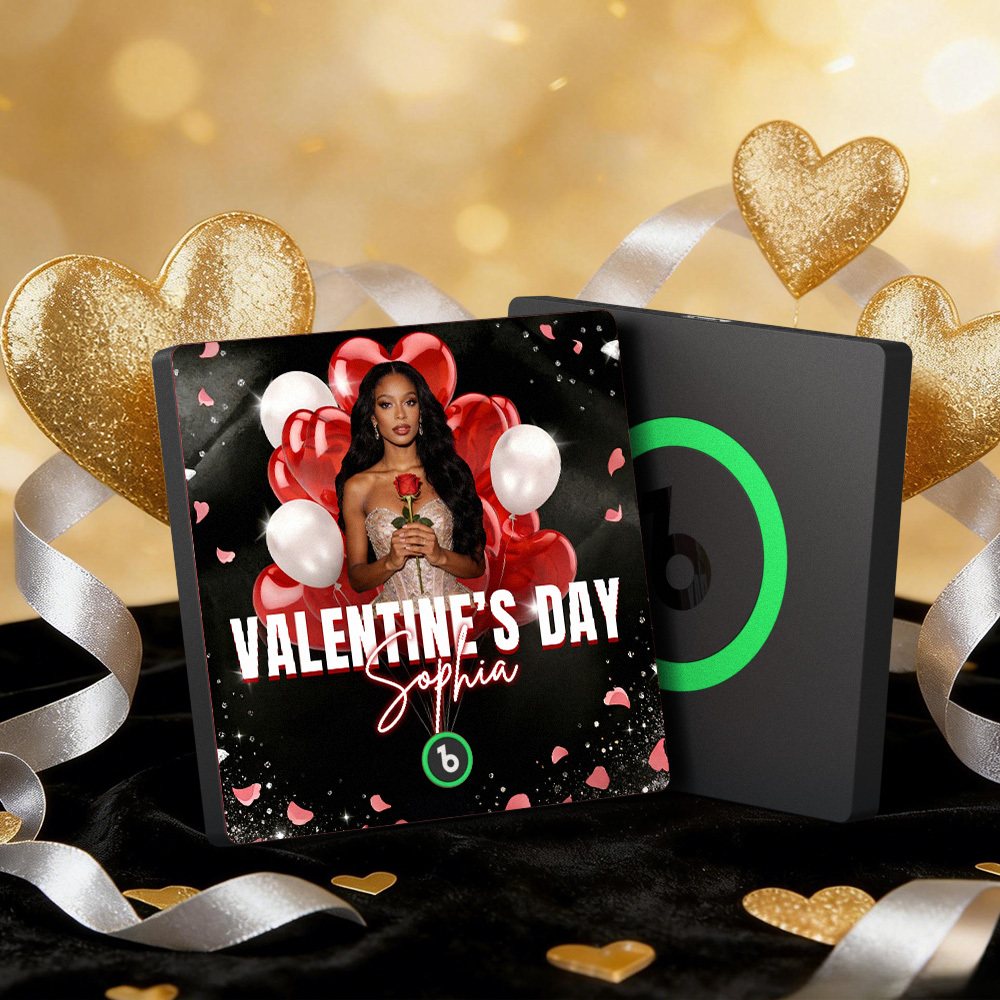 客製化音樂冰箱貼紙 彩色相框專輯冰箱貼紙 可播放歌曲 愛心氣球情人節禮物 - PhotoMoonLampTW