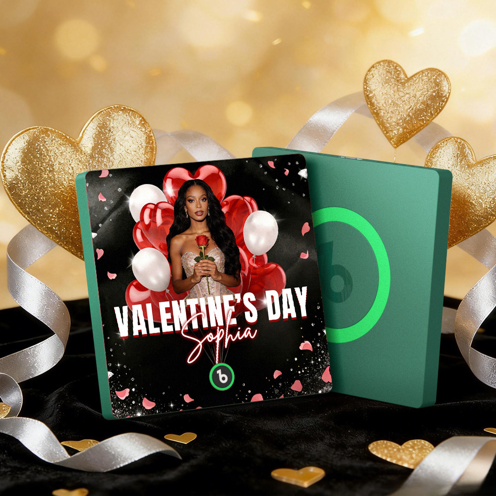 客製化音樂冰箱貼紙 彩色相框專輯冰箱貼紙 可播放歌曲 愛心氣球情人節禮物 - PhotoMoonLampTW