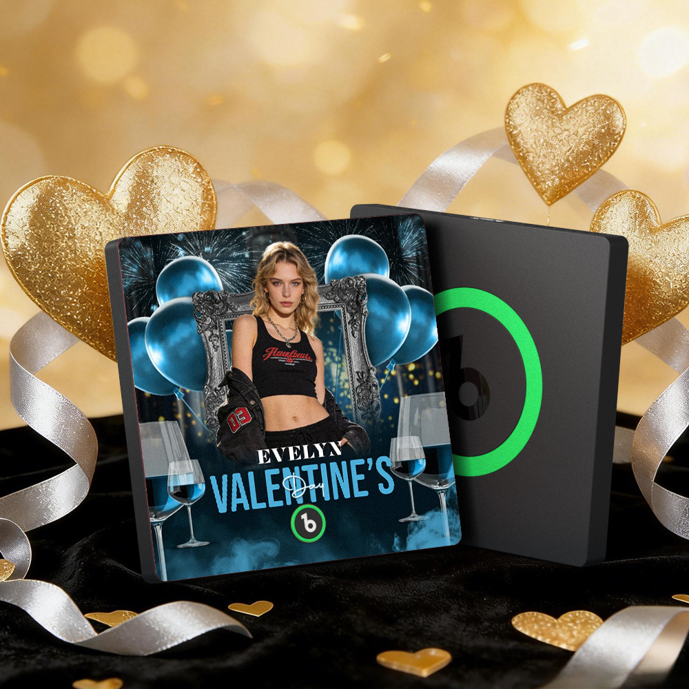 客製化音樂冰箱貼紙 彩色相框專輯冰箱貼紙 可播放歌曲 愛心氣球情人節禮物 - PhotoMoonLampTW