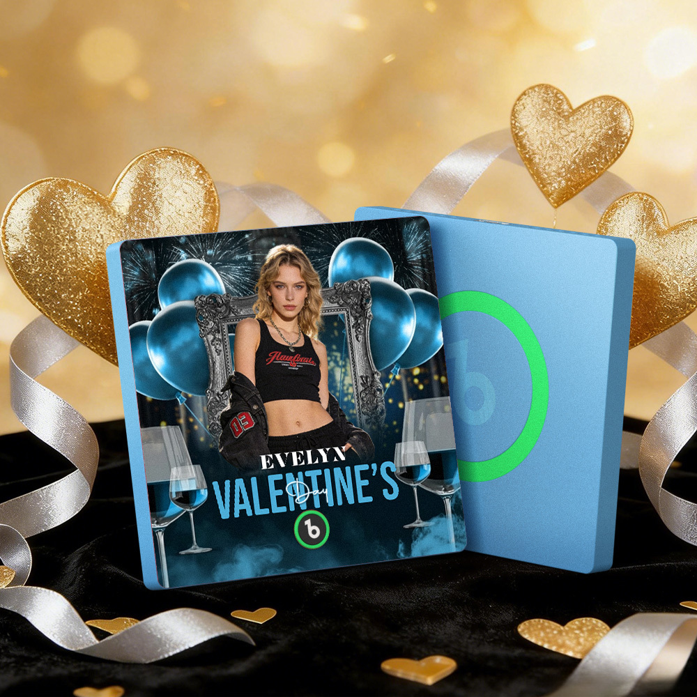 客製化音樂冰箱貼紙 彩色相框專輯冰箱貼紙 可播放歌曲 愛心氣球情人節禮物 - PhotoMoonLampTW