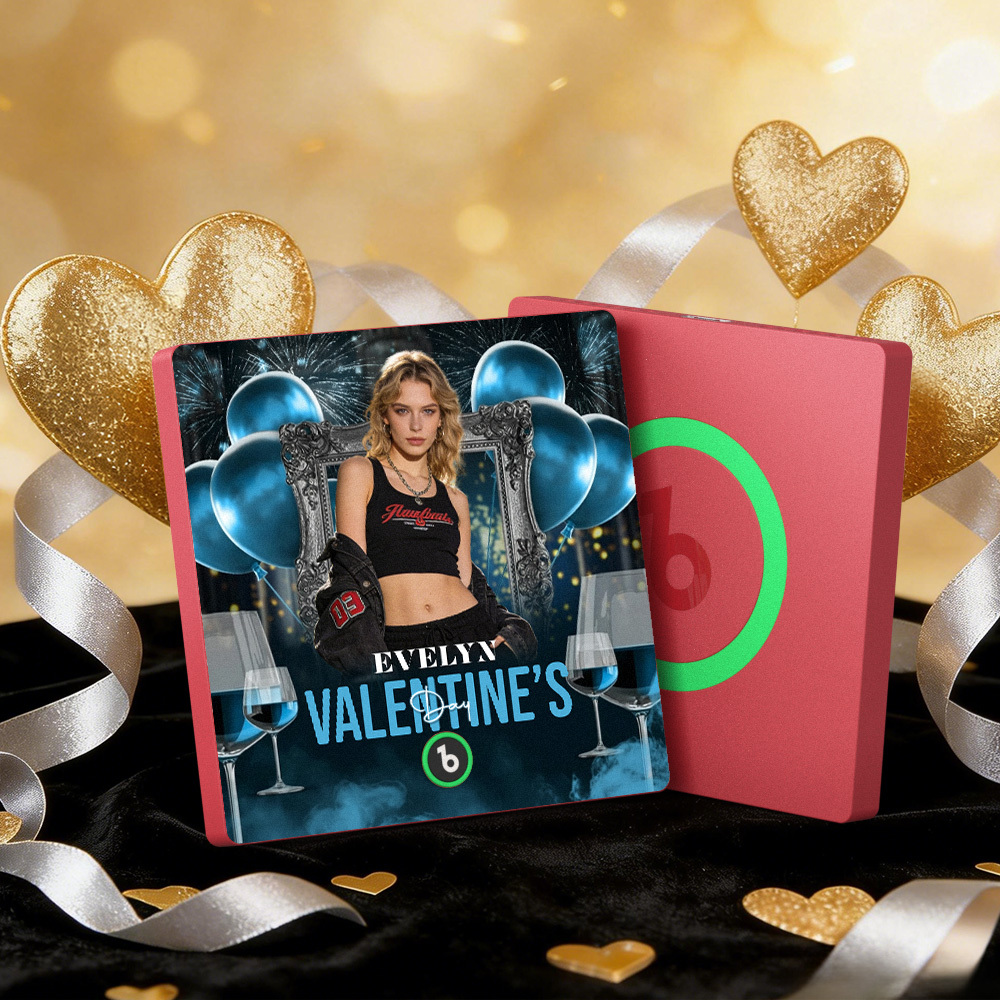 客製化音樂冰箱貼紙 彩色相框專輯冰箱貼紙 可播放歌曲 愛心氣球情人節禮物 - PhotoMoonLampTW