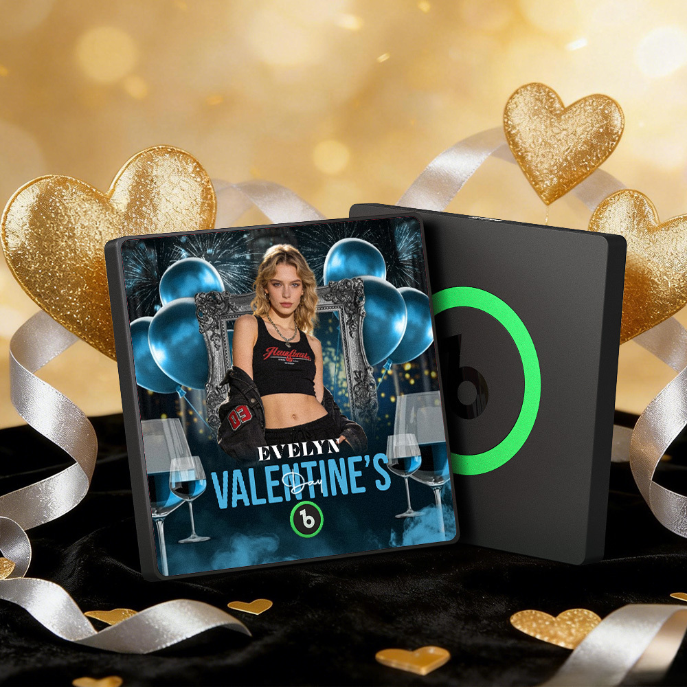 客製化音樂冰箱貼紙 彩色相框專輯冰箱貼紙 可播放歌曲 愛心氣球情人節禮物 - PhotoMoonLampTW