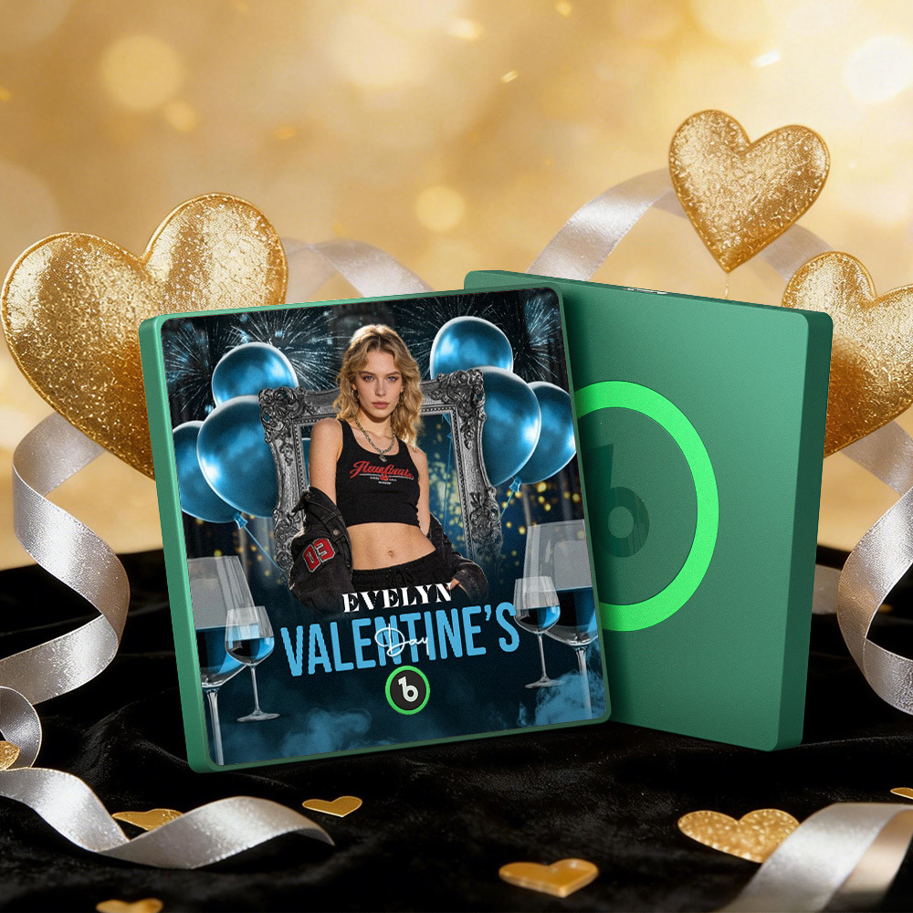 客製化音樂冰箱貼紙 彩色相框專輯冰箱貼紙 可播放歌曲 愛心氣球情人節禮物 - PhotoMoonLampTW