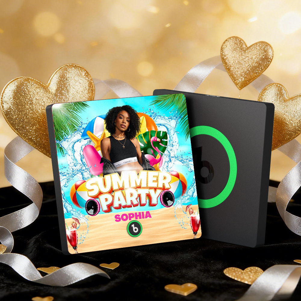 客製化音樂冰箱貼紙 彩色相框專輯冰箱貼紙 可播放歌曲 愛心氣球情人節禮物 - PhotoMoonLampTW