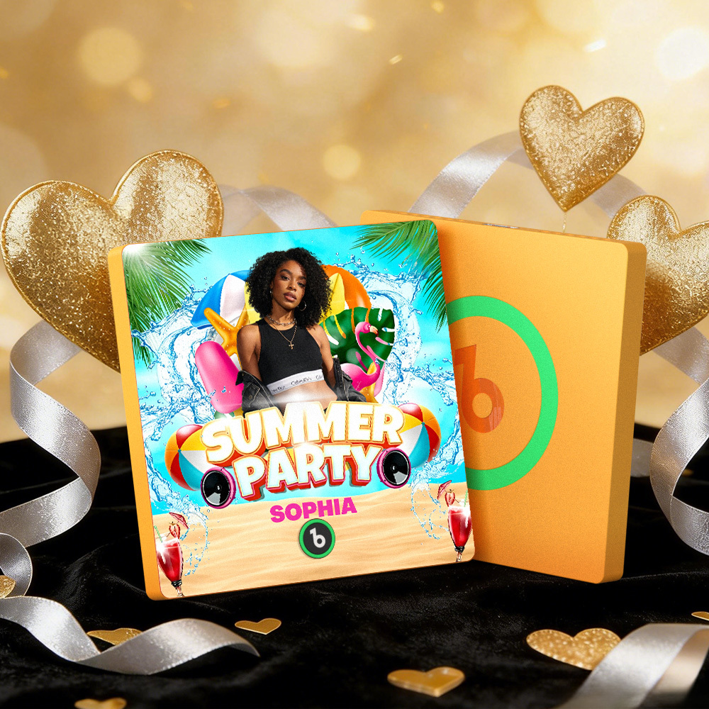 客製化音樂冰箱貼紙 彩色相框專輯冰箱貼紙 可播放歌曲 愛心氣球情人節禮物 - PhotoMoonLampTW