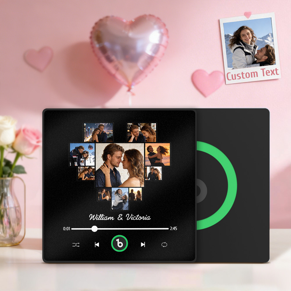 客製化照片心型音樂冰箱貼個人化名字相框情侶禮物 - PhotoMoonLampTW