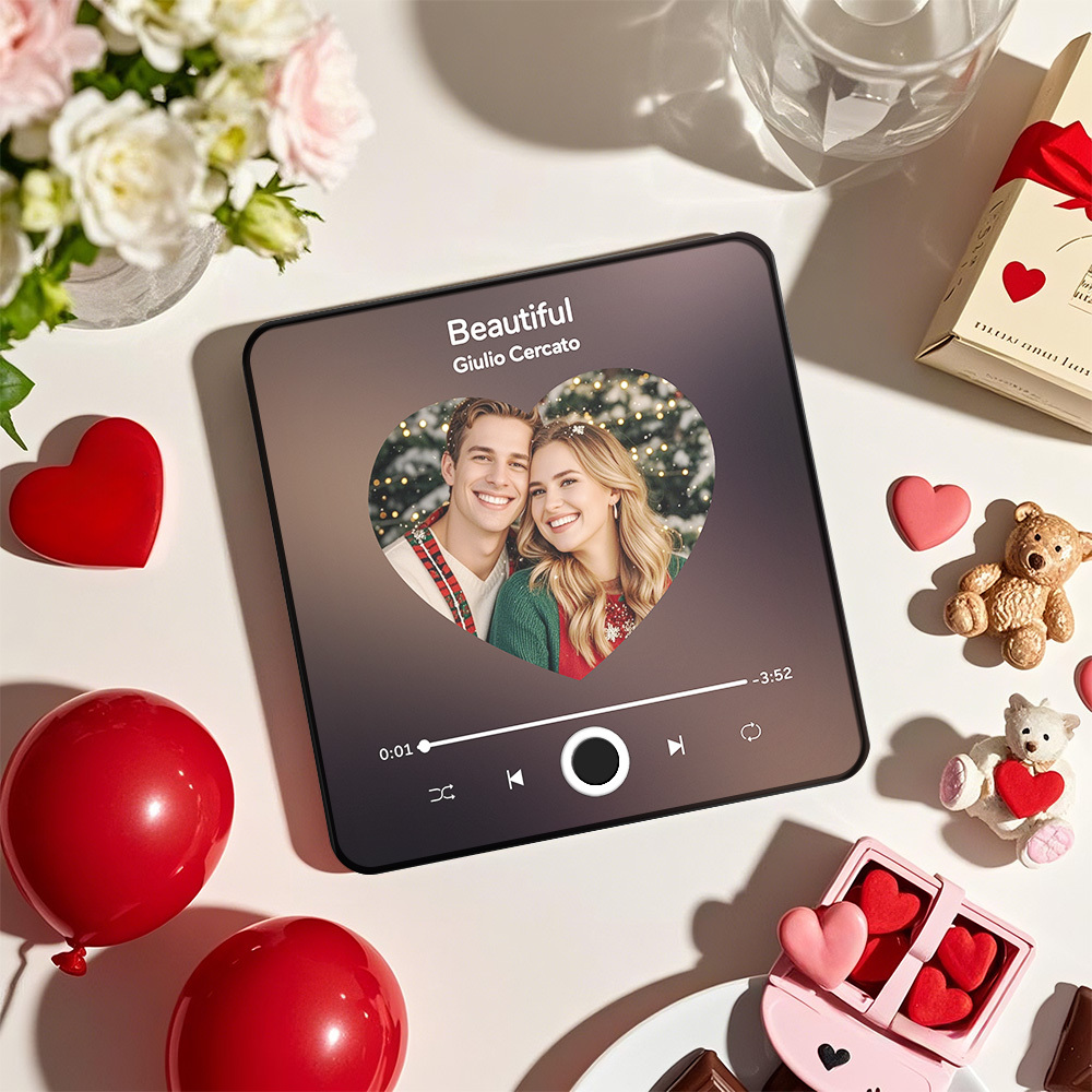 母親節個性相簿冰箱貼音樂牆照片貼紙無需手機即可播放音樂樂章音樂冰箱貼專業版可播放歌曲 - PhotoMoonLampTW