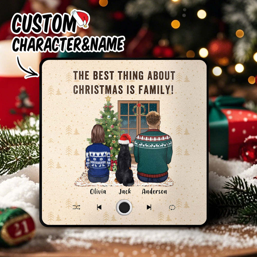 個人化音樂冰箱貼紙客製化肖像聖誕快樂客製化音樂磁鐵可以播放歌曲聖誕節最好的事情就是家人 - PhotoMoonLampTW