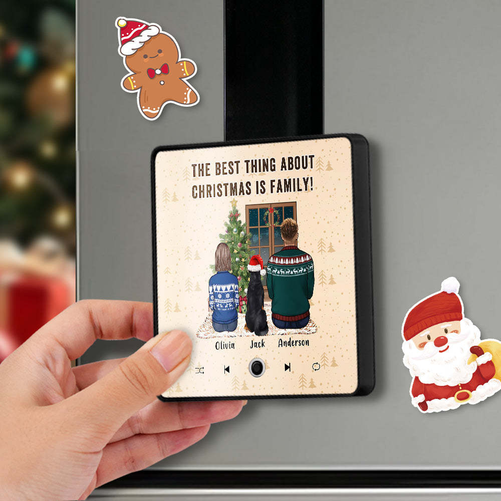 個人化音樂冰箱貼紙客製化肖像聖誕快樂客製化音樂磁鐵可以播放歌曲聖誕節最好的事情就是家人 - PhotoMoonLampTW