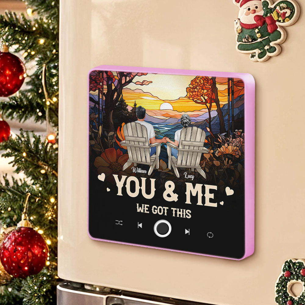 個人化音樂冰箱貼紙客製化肖像聖誕快樂客製化音樂磁鐵可播放歌曲聖誕禮物情侶禮物 - PhotoMoonLampTW