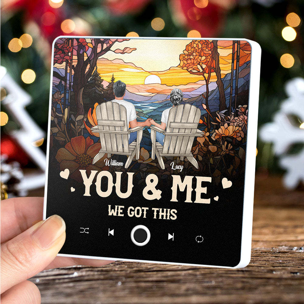 個人化音樂冰箱貼紙客製化肖像聖誕快樂客製化音樂磁鐵可播放歌曲聖誕禮物情侶禮物 - PhotoMoonLampTW