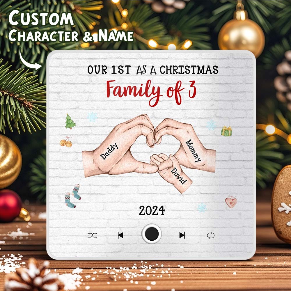 客製化卡通人物和名字冰箱貼紙客製化專輯音樂冰箱貼我們的第一個聖誕節家庭 - PhotoMoonLampTW