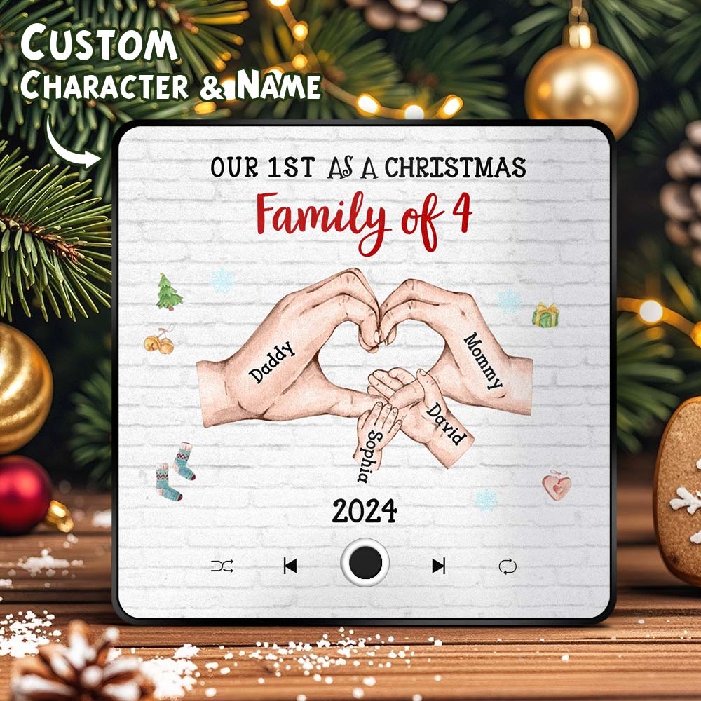 客製化卡通人物和名字冰箱貼紙客製化專輯音樂冰箱貼我們的第一個聖誕節家庭 - PhotoMoonLampTW