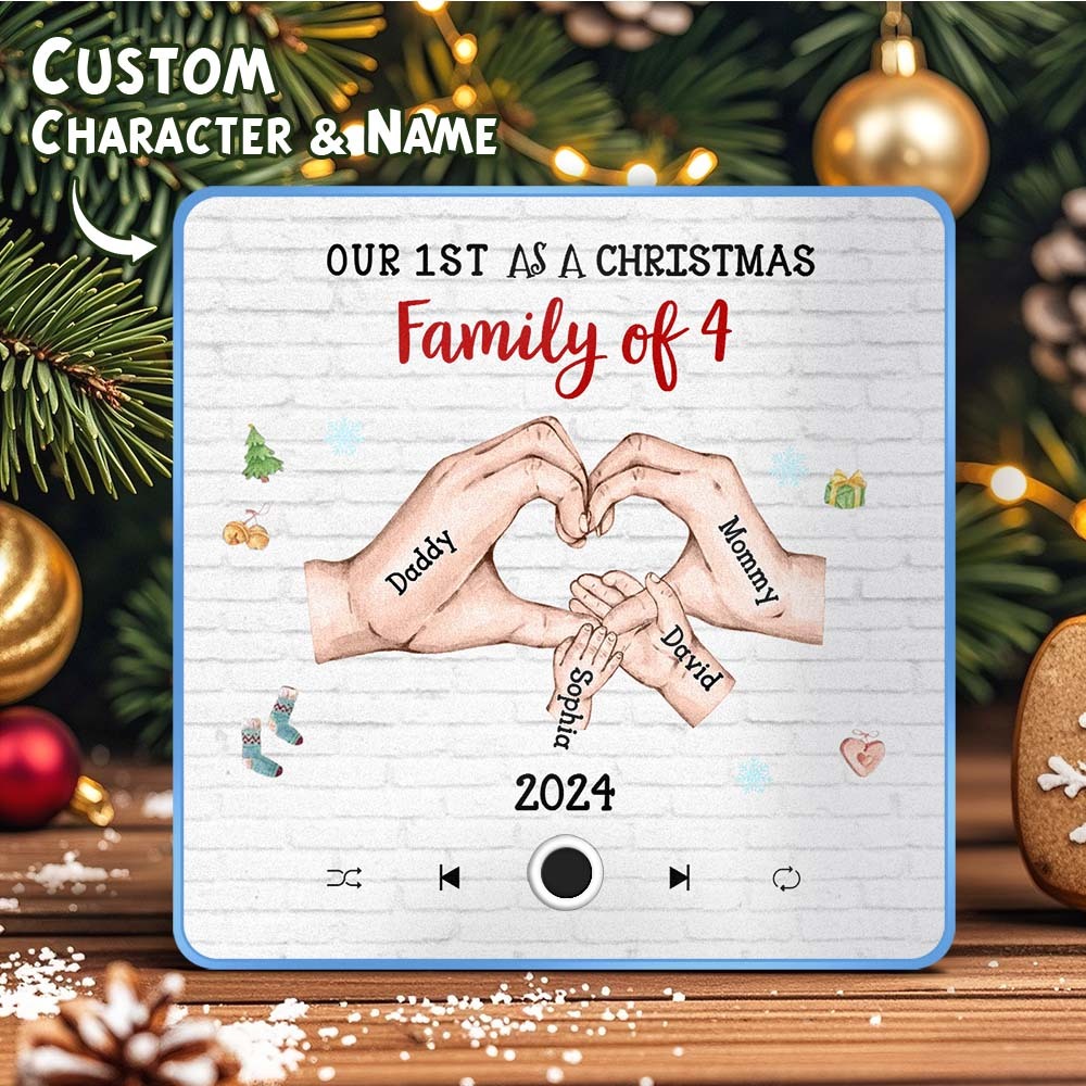 客製化卡通人物和名字冰箱貼紙客製化專輯音樂冰箱貼我們的第一個聖誕節家庭 - PhotoMoonLampTW
