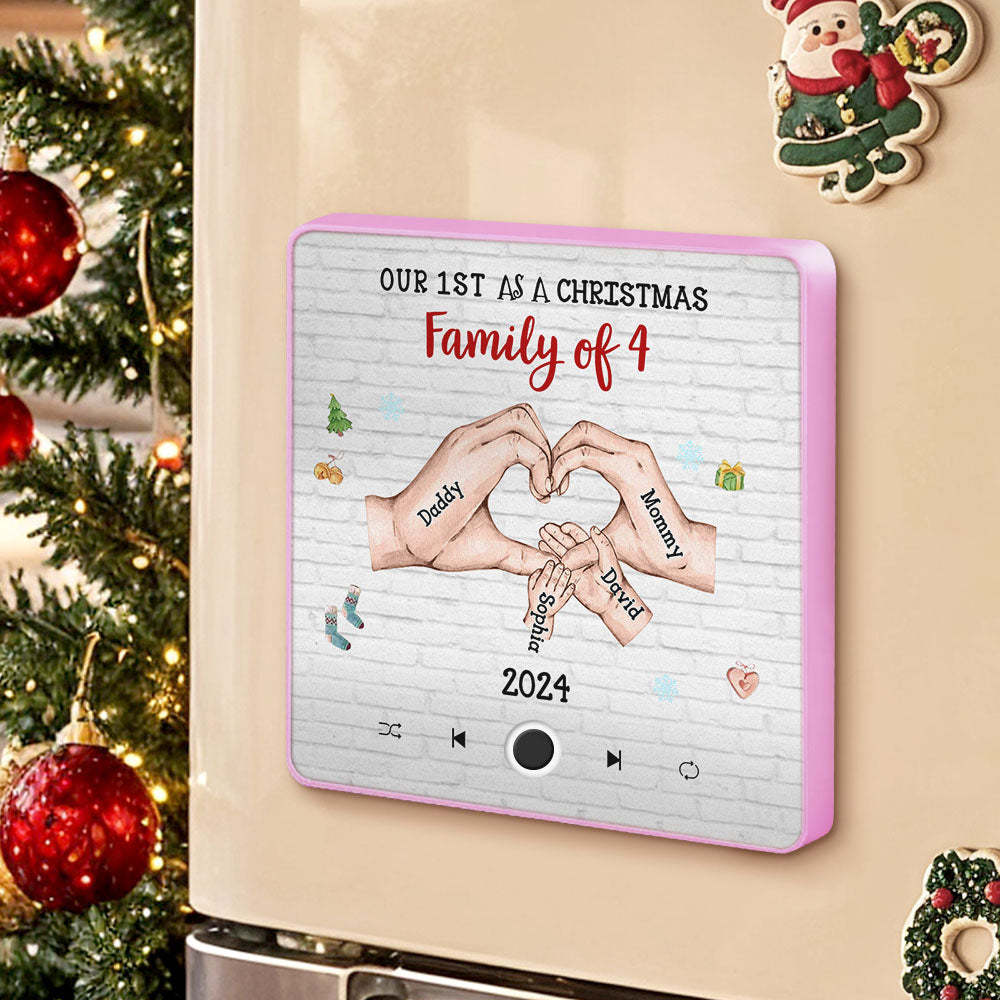 客製化卡通人物和名字冰箱貼紙客製化專輯音樂冰箱貼我們的第一個聖誕節家庭 - PhotoMoonLampTW