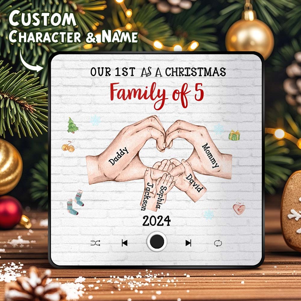 客製化卡通人物和名字冰箱貼紙客製化專輯音樂冰箱貼我們的第一個聖誕節家庭 - PhotoMoonLampTW