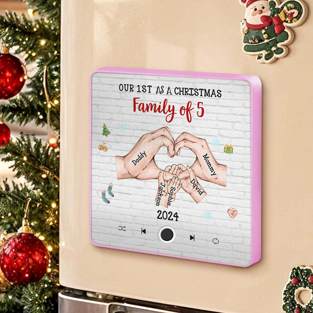 客製化卡通人物和名字冰箱貼紙客製化專輯音樂冰箱貼我們的第一個聖誕節家庭 - PhotoMoonLampTW