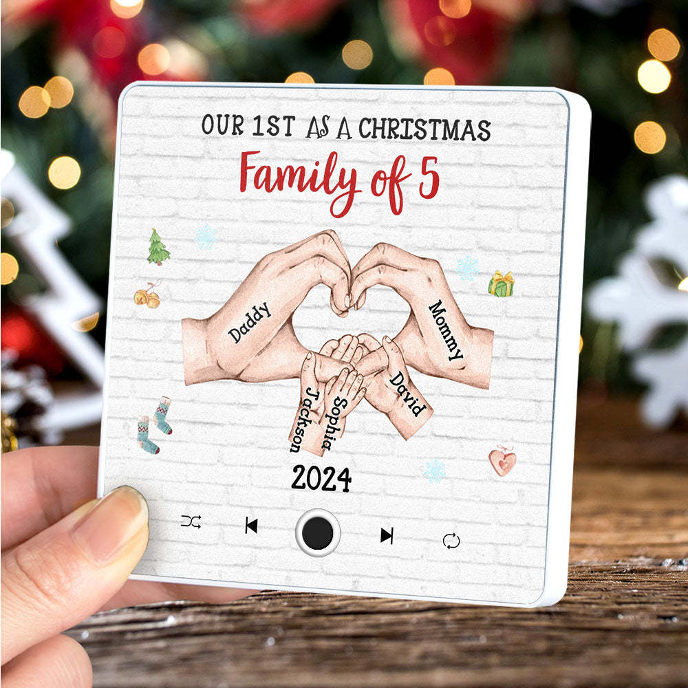 客製化卡通人物和名字冰箱貼紙客製化專輯音樂冰箱貼我們的第一個聖誕節家庭 - PhotoMoonLampTW