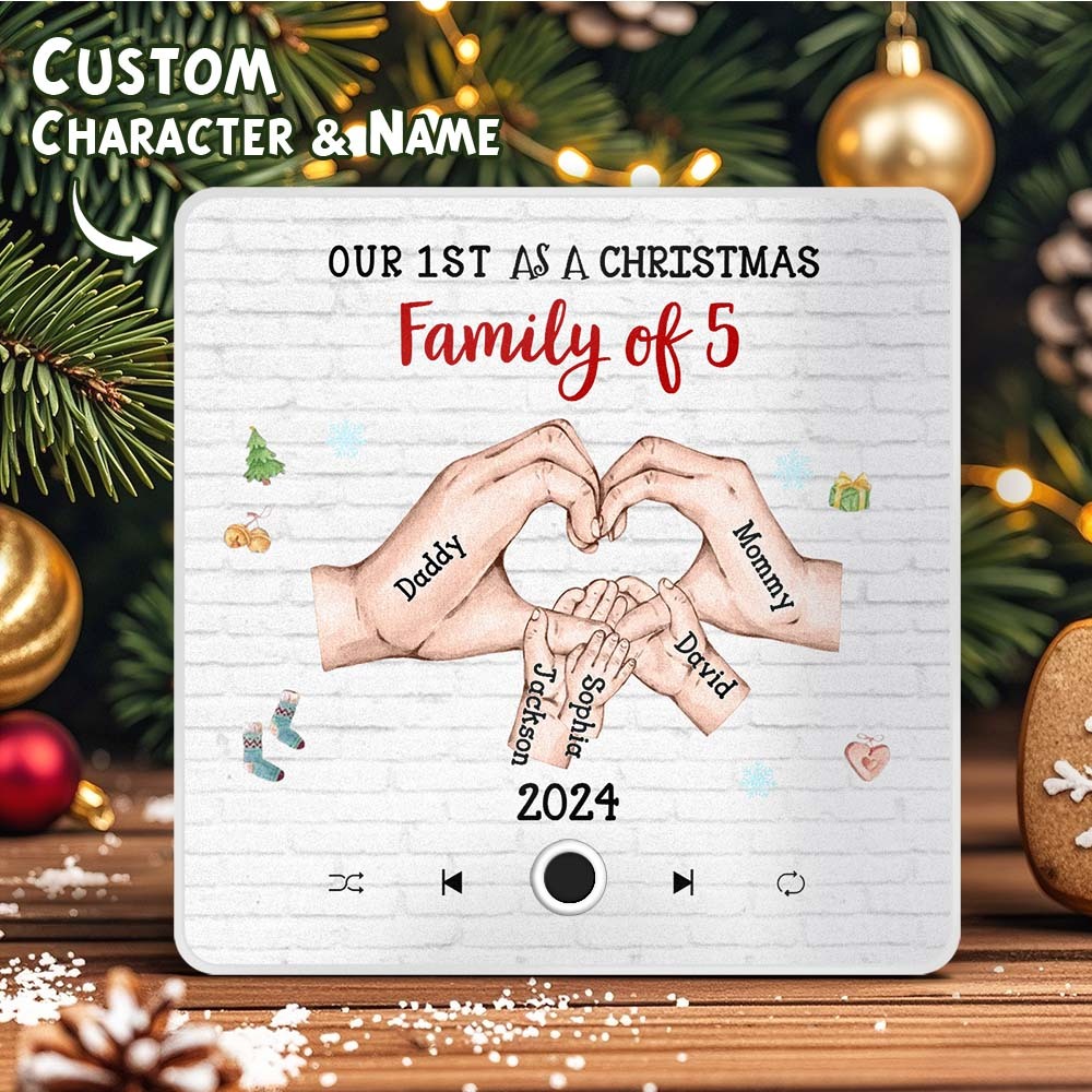 客製化卡通人物和名字冰箱貼紙客製化專輯音樂冰箱貼我們的第一個聖誕節家庭 - PhotoMoonLampTW