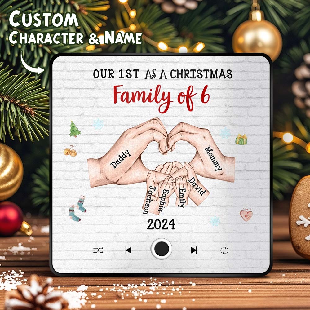客製化卡通人物和名字冰箱貼紙客製化專輯音樂冰箱貼我們的第一個聖誕節家庭 - PhotoMoonLampTW