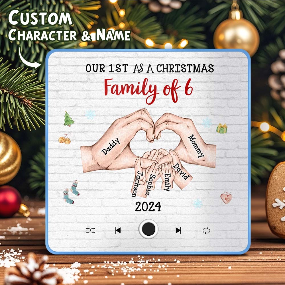客製化卡通人物和名字冰箱貼紙客製化專輯音樂冰箱貼我們的第一個聖誕節家庭 - PhotoMoonLampTW