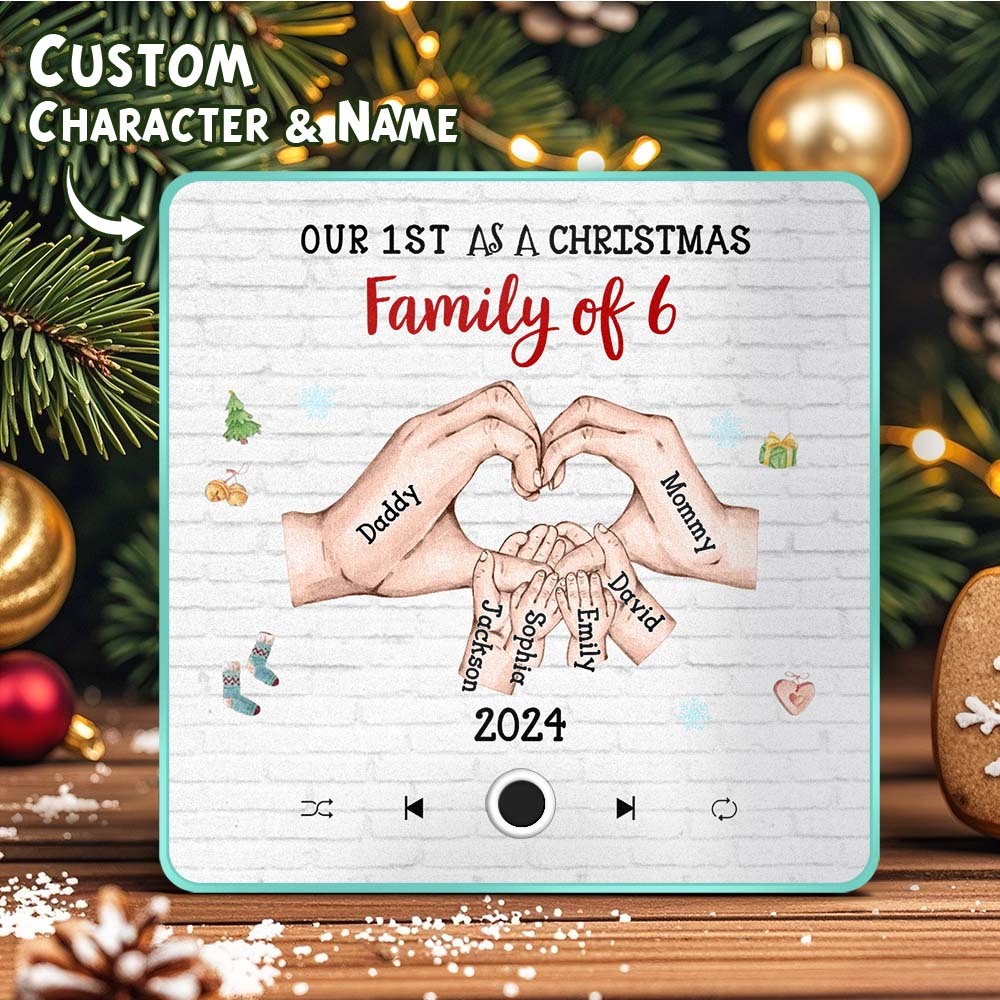 客製化卡通人物和名字冰箱貼紙客製化專輯音樂冰箱貼我們的第一個聖誕節家庭 - PhotoMoonLampTW