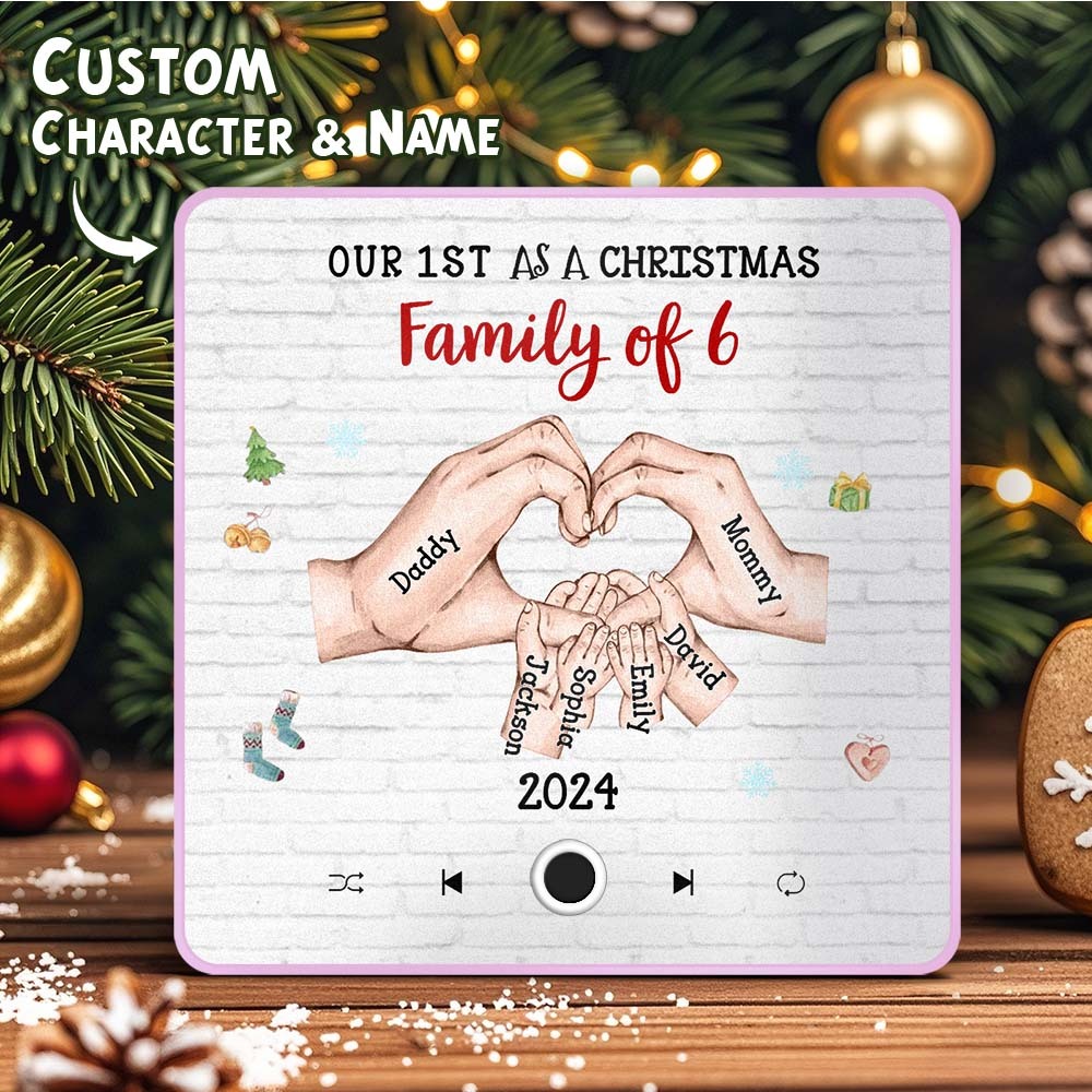 客製化卡通人物和名字冰箱貼紙客製化專輯音樂冰箱貼我們的第一個聖誕節家庭 - PhotoMoonLampTW