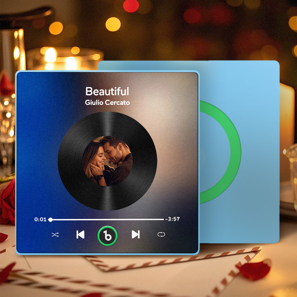 客製化音樂冰箱貼 彩色相框專輯冰箱貼 可播放歌曲 情人節禮物 - PhotoMoonLampTW