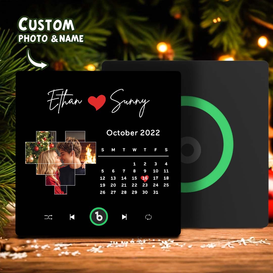 客製化音樂冰箱貼,彩色邊框,個人化愛情日曆冰箱貼,可添加照片,情侶獨特禮物 - PhotoMoonLampTW