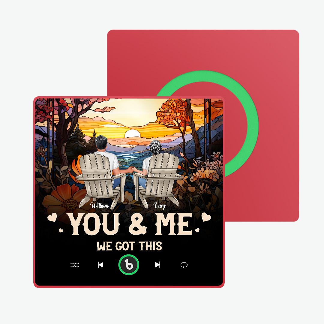 客製化音樂冰箱貼 彩色相框專輯冰箱貼 音樂牆貼 照片貼紙 客製化全家福 聖誕快樂 可播放歌曲 情侶禮物 - PhotoMoonLampTW