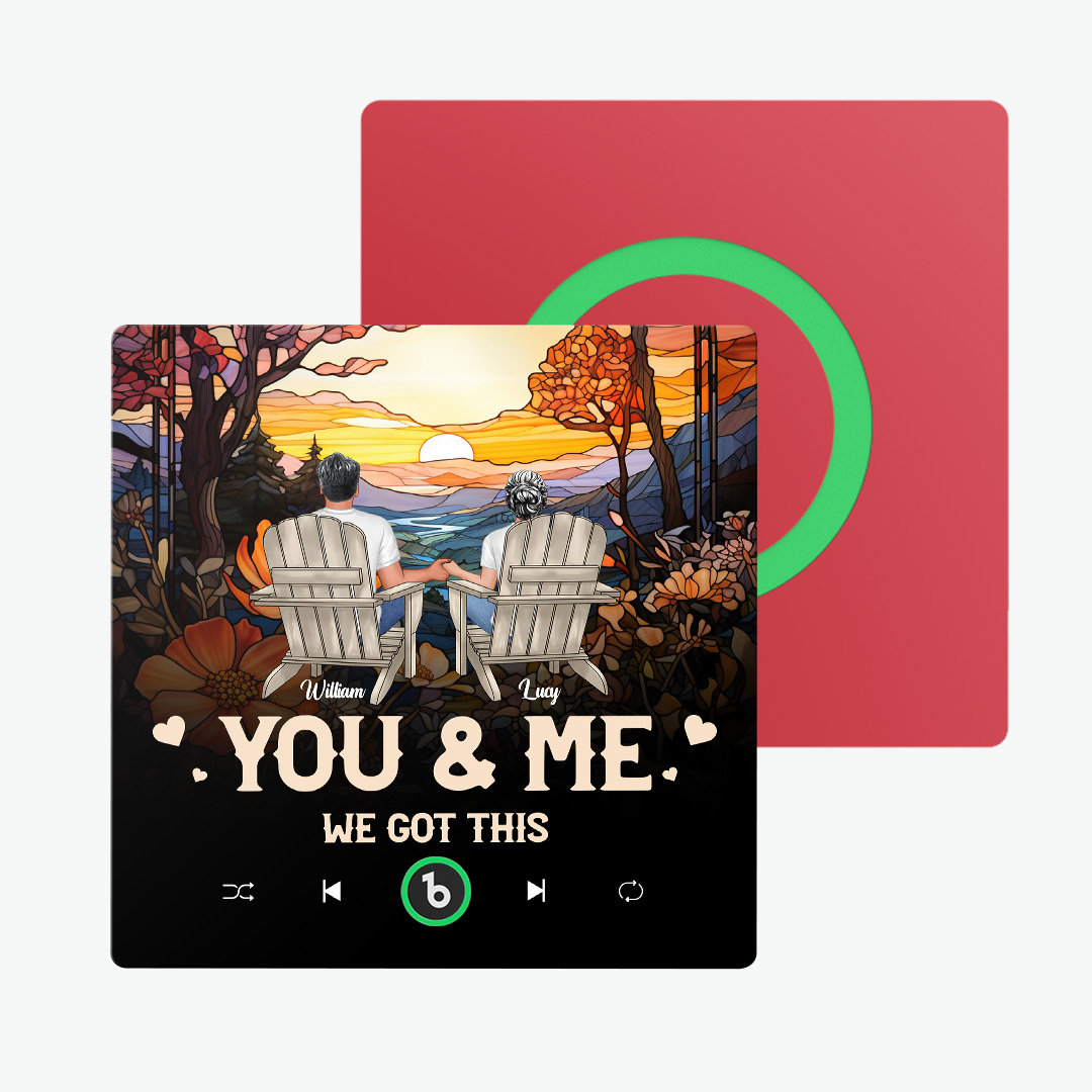 客製化音樂冰箱貼紙 彩色個人化專輯冰箱貼紙 可播放歌曲 週年紀念禮物 日落主題 情侶 - PhotoMoonLampTW