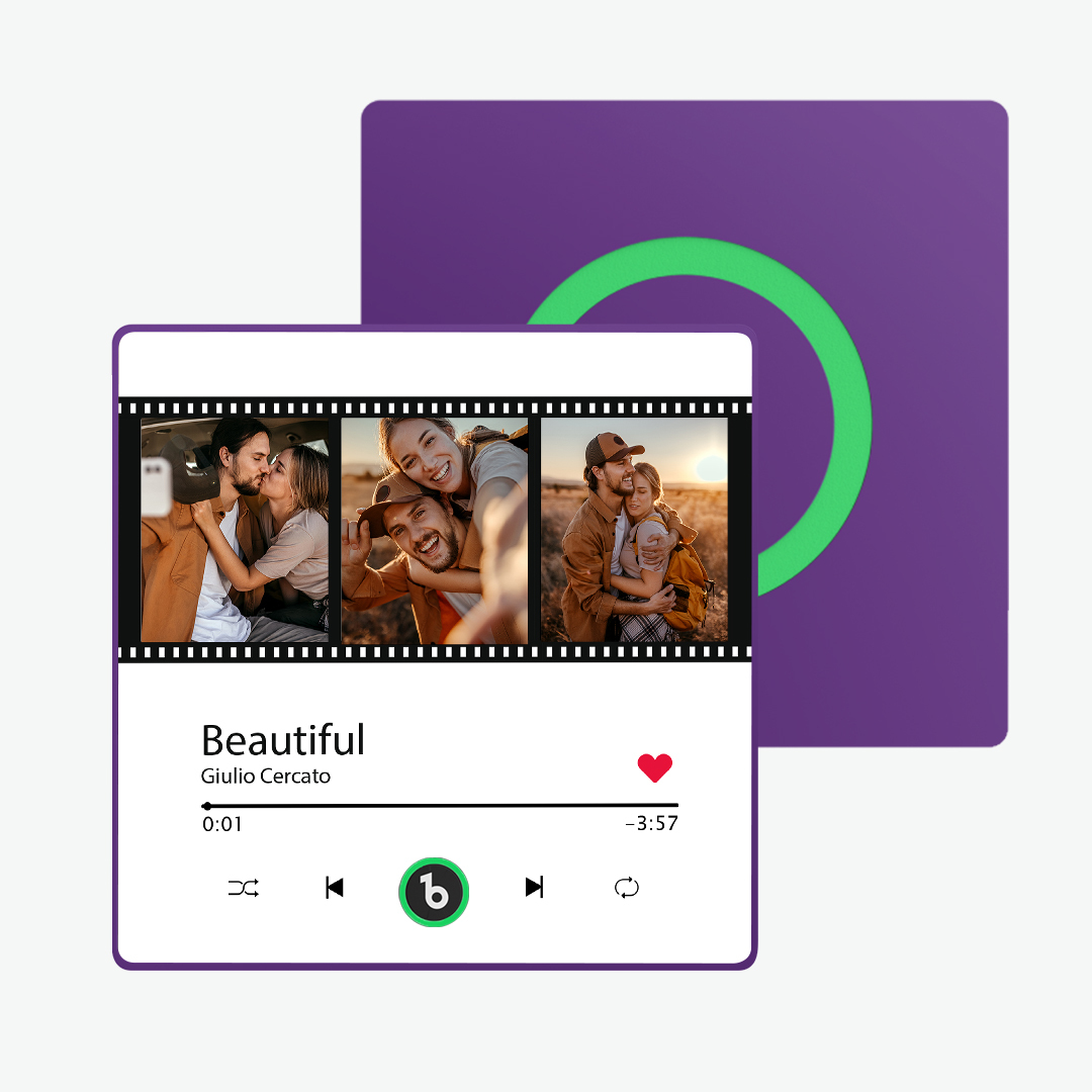 客製化紫水晶色音樂冰箱貼,全新4.0升級版音樂牆貼,無需手機即可播放音樂,多種款式,情侶禮物 - PhotoMoonLampTW