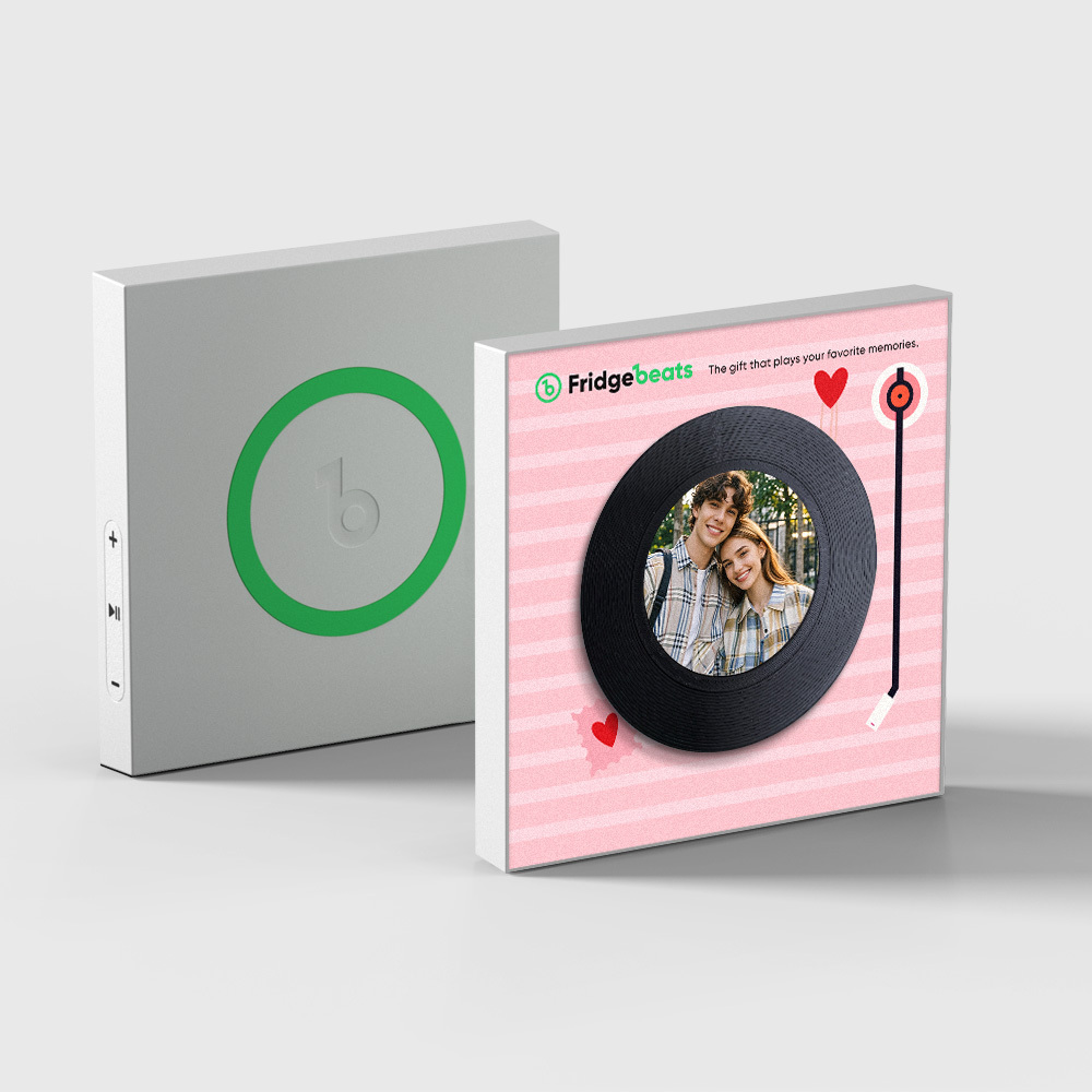 客製化音樂和照片冰箱貼 Nfc 歌曲冰箱貼粉紅色情情侶禮物 - PhotoMoonLampTW