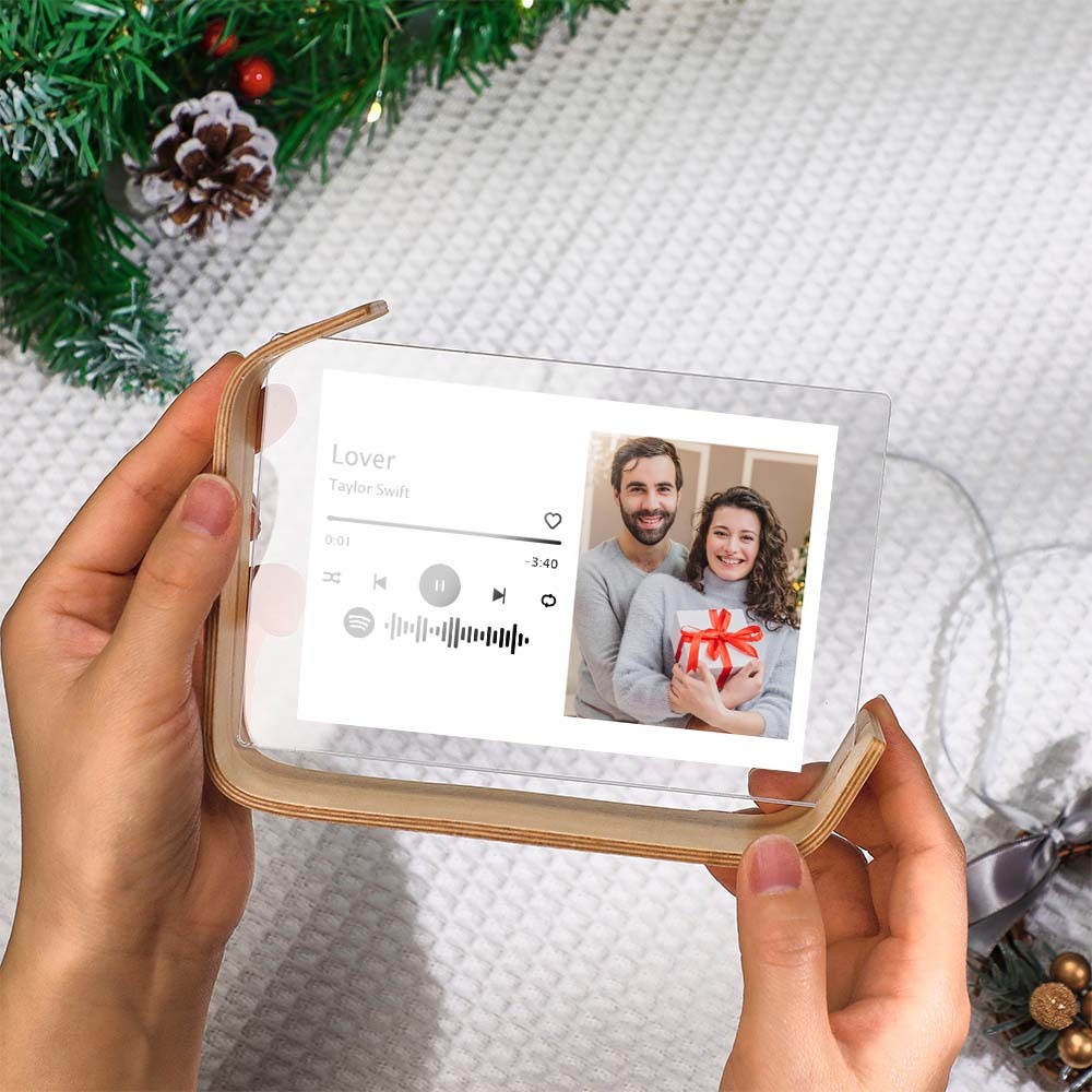 客製化 L 型 Spotify 相框 個人化壓克力相框，適合桌面或桌面裝飾 - PhotoMoonLampTW