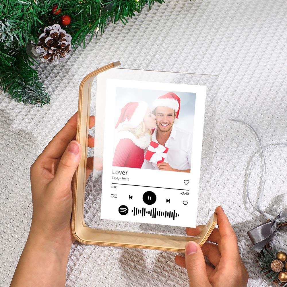 客製化 L 型 Spotify 相框 個人化壓克力相框，適合桌面或桌面裝飾 - PhotoMoonLampTW