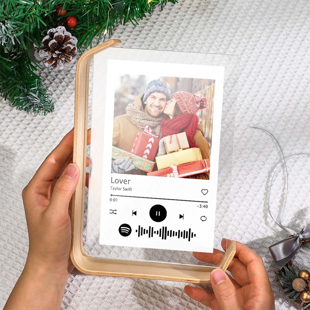 客製化 L 型 Spotify 相框 個人化壓克力相框，適合桌面或桌面裝飾 - PhotoMoonLampTW