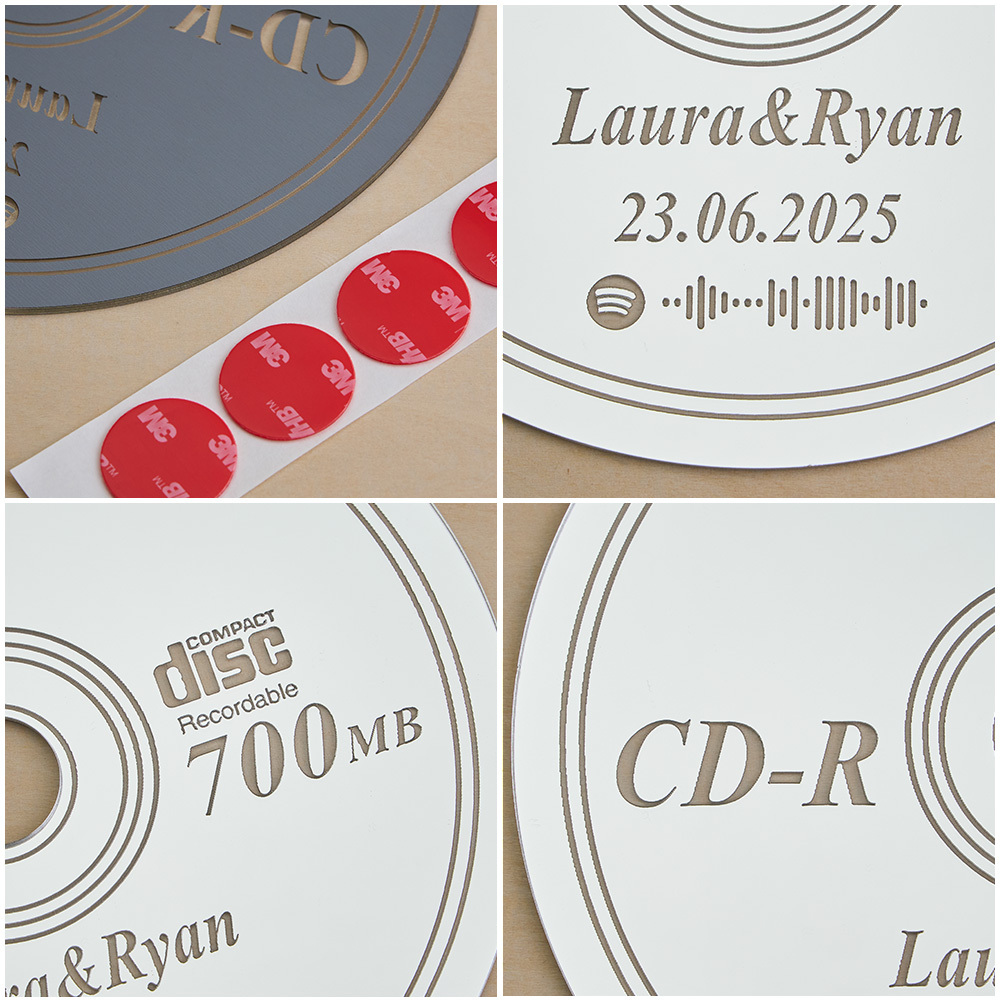 客製化名稱和音樂鏡面藝術牆面 Cd 鏡裝飾藝術喬遷禮物鏡面牆面裝飾臥室鏡 - PhotoMoonLampTW