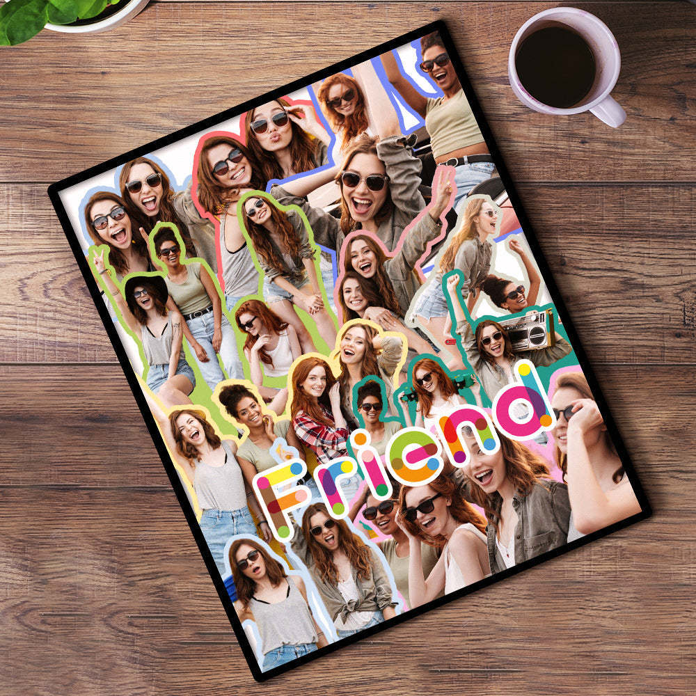 個人化文字復古照片拼貼相框客製化照片復古牌匾裝飾情侶禮物 - PhotoMoonLampTW