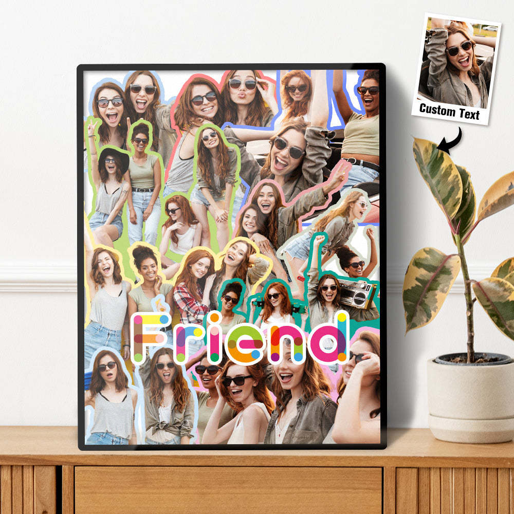 個人化文字復古照片拼貼相框客製化照片復古牌匾裝飾情侶禮物 - PhotoMoonLampTW