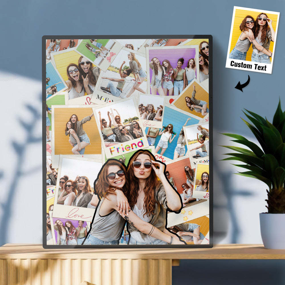 客製化照片復古牌匾裝飾個人化姓名照片拼貼相框情侶禮物 - PhotoMoonLampTW